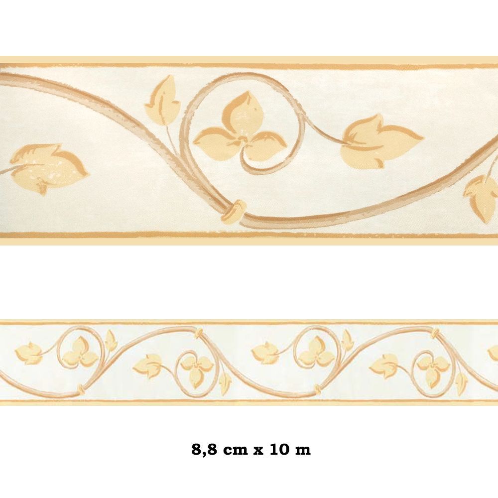 Cenefa semi-adhesiva con estampado floral en tonos beige Cenefa semi-adhesiva con estampado floral en tonos beige