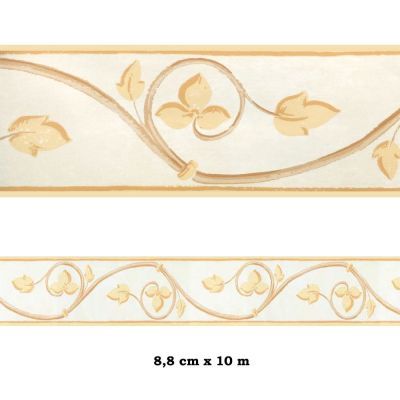 Cenefa semi-adhesiva con estampado floral en tonos beige
