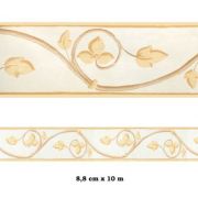 Cenefa semi-adhesiva con estampado floral en tonos beige