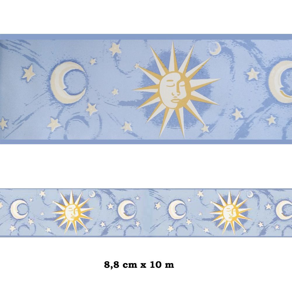 Moon Cenefa SEMI-ADHESIVA sol y luna en tonos azules Moon Cenefa SEMI-ADHESIVA sol y luna en tonos azules