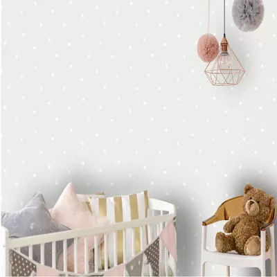 Papel pintado infantil puntos blancos sobre verde menta 131312600