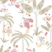 Papel pintado infantil tucanes rosas Baby Love 1613002
