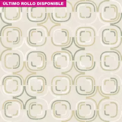 Papel pintado geométrico retro beige y verde LiA 167345