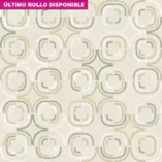 Papel pintado geométrico retro beige y verde LiA 167345
