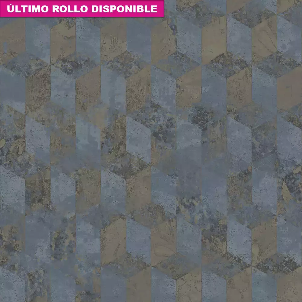 Papel pintado geométrico 3D azul LiA 167357
