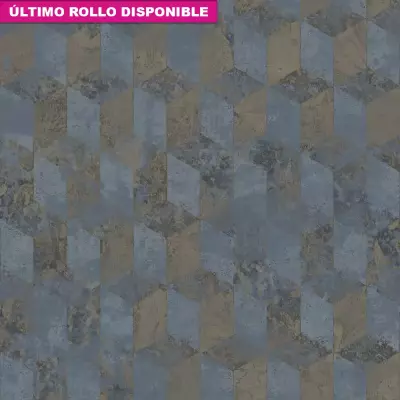 Papel pintado geométrico 3D azul LiA 167357