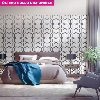 Papel pintado geométrico blanco y topo LiA 167330