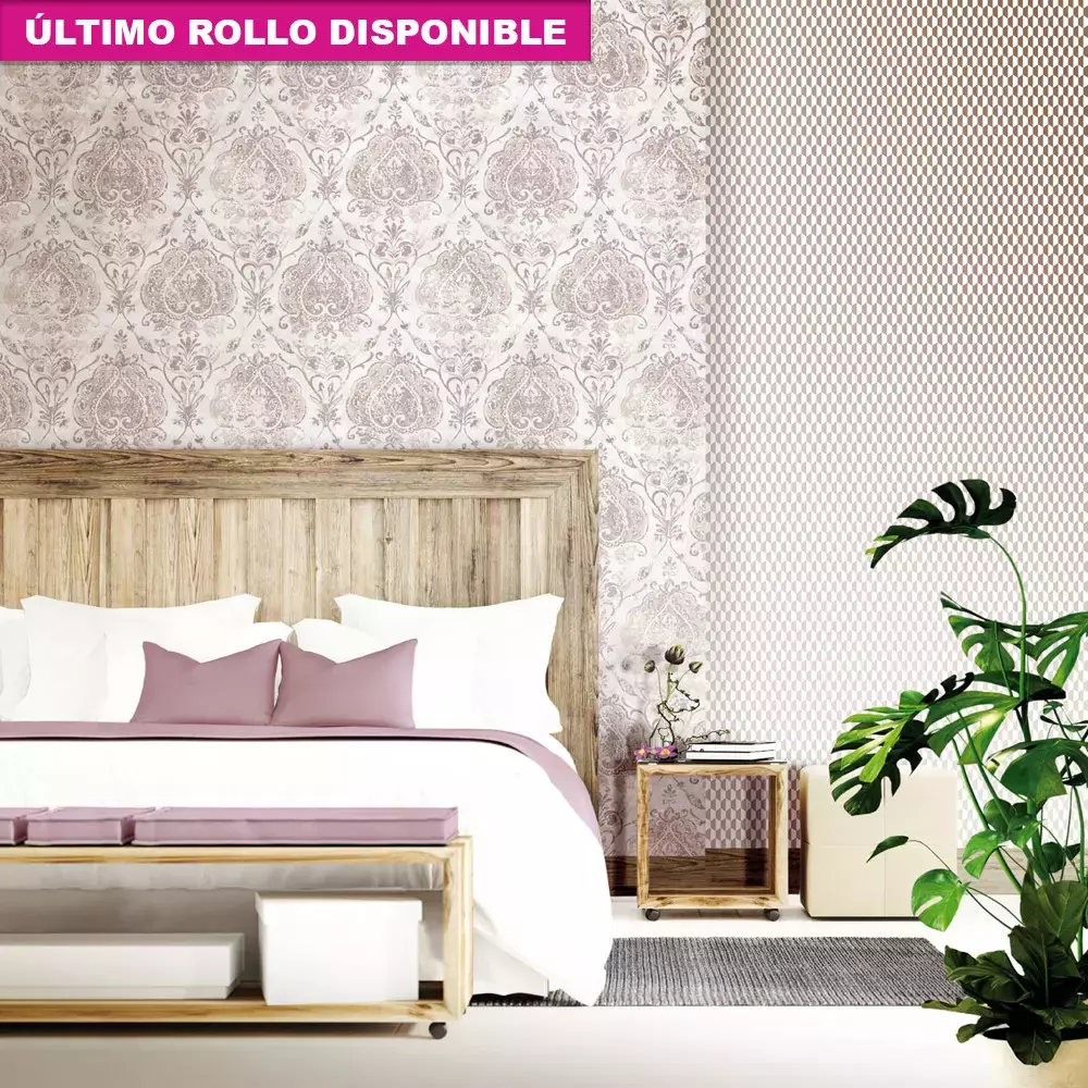 Papel pintado damasco beige y gris LiA 167320