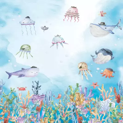 Mural Mundo acuático Cute Walls 60581