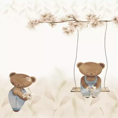 Mural Ositos en columpio Cute Walls 61272